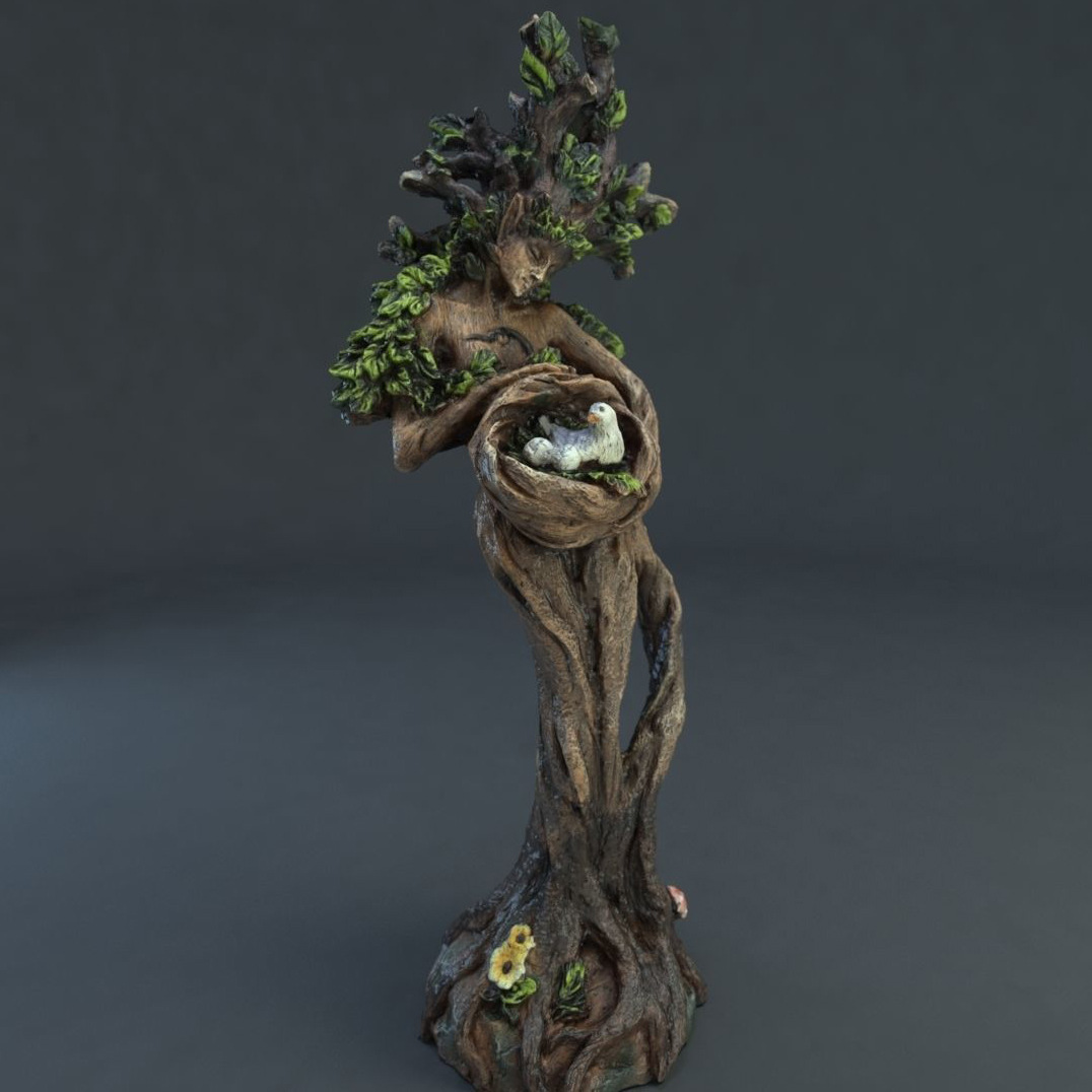 跨境新款自然森林女神小鸟雕像树脂工艺品桌面个性创意花园摆件
