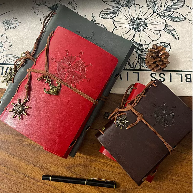 a5商务活页笔记本印logo创意绑带a6软皮活页文创简约复古记事本子