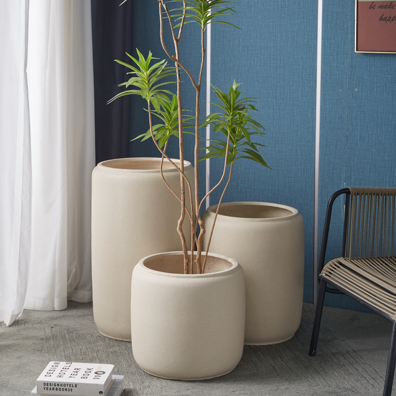 Simple luz de lujo extra grande arcilla de magnesio maceta creativa hecha a mano de alta profundidad de jardinería en el hogar decoración de plantas verdes decoración de macetas