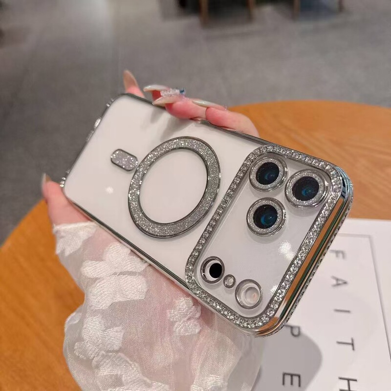 边钻磁吸适用iPhone17PROMAX硅胶透明手机壳苹果16电镀带镜头膜15|undefined