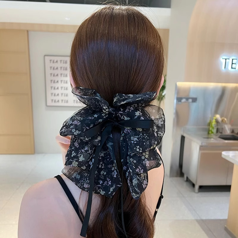 スーパーフェアリーリボンヘアピン女性の夏の後頭部クリップインターネット有名人 2025 新しいヘアピン高頭頂頭飾りクリップ|undefined