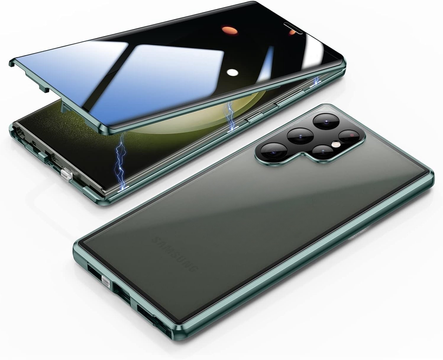 Funda magnética de doble cara de vidrio y metal para teléfono móvil Samsung S25 Ultra, compatible con S24, con protección anticaídas.