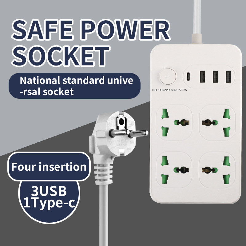 Comercio exterior exportación de zócalo multifuncional África Nigeria Oriente Medio Arabia Saudita Dubai enchufe de fila con carga de teléfono USB