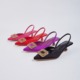 2024 New High Heel One line with Headband Back Empty Women's Sandals Water Diamond Square Button Banquet Women's Shoes