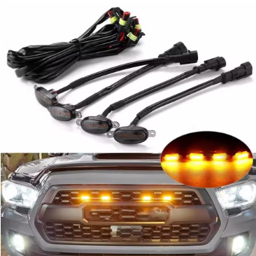 Car Grille Lights, Off-Road Vehicle, Pickup Truck, Sedan Front Face Modification, Universal Daytime Running Lights, Grille Led Small Yellow Lights, Universal
