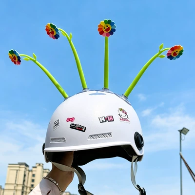 scooter helmets, Motosiklet dəbilqələri - no-helmet-classic-style-with-4-sunflowers