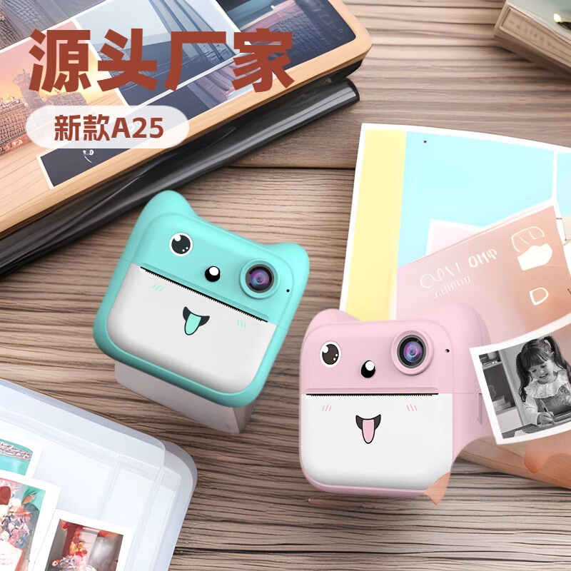Source Manufacturer's New Cross-Border A25 Camera Instant Camera with Automatic Kidsren's Printing Camera Cartoon