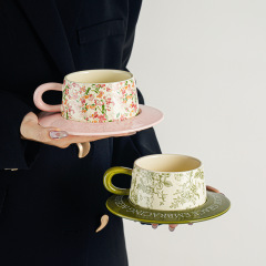 牡丹の花が咲くコーヒーカップとソーサーセットハイエンドインスタイルアフタヌーンティーラテカップセラミックウォーターカップお土産