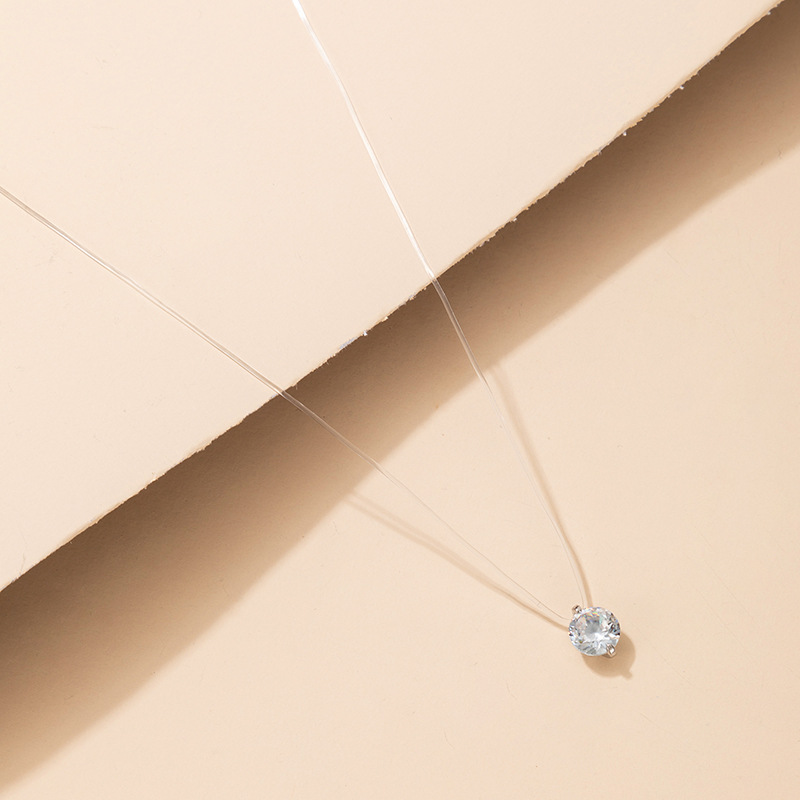 simple transparent invisible fish line zircon necklace diamond-studded clavicle chain female