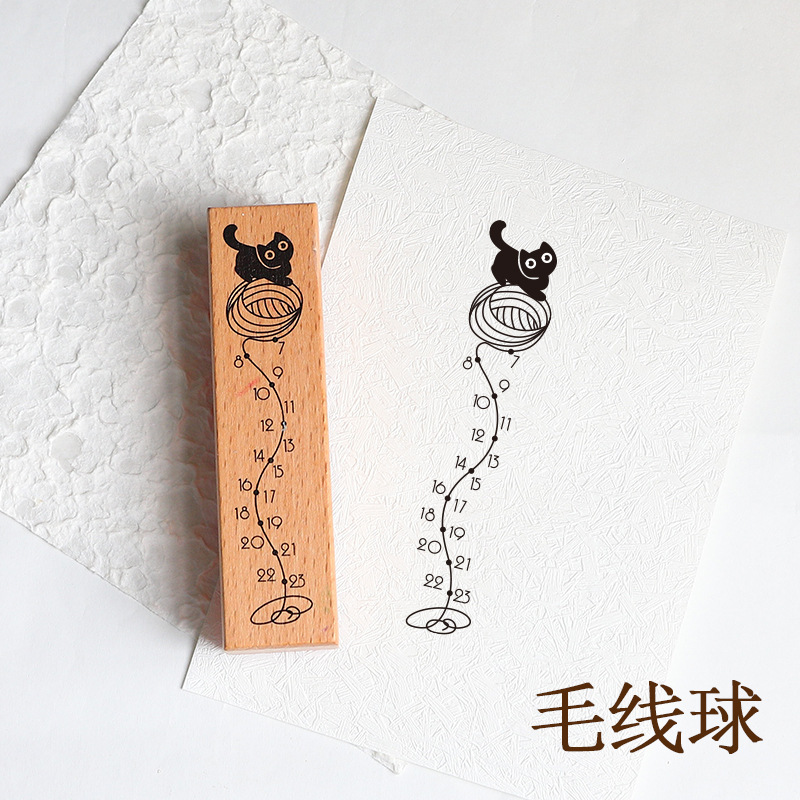 时间记录生活手帐木质印章时间轴可爱高颜值diy装饰日期雕刻印章|undefined