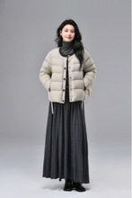 撞色韩版羽绒服女2025冬季新款气质立领拼色百搭休闲上衣外套