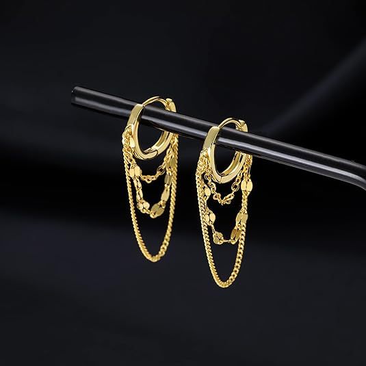 Qiaojin Cross-border Chain Pendant Earrings Women's Girl's Fresh Tassel Chain Ring Earrings Pendant Earrings