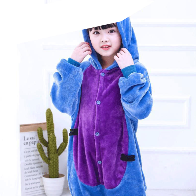 FUENTE Fábrica al por mayor pareja niños de dibujos animados animal de una sola pieza pijamas de franela Otoño e Invierno engrosada dinosaurio cálido