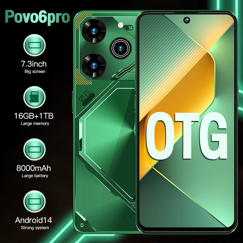 Товарищество на границе новая внешняя торговля мобильный телефон Povo6Pro супер большой экран 16+1T Android смартфон источник фабричная цена