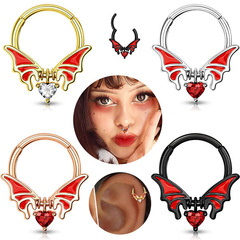 Amazon Recommended Fashion Butterfly Septum Nose Ring Nose Clip Stainless Steel Zirconia Heart Pendant Ear Cuff Jewelry
