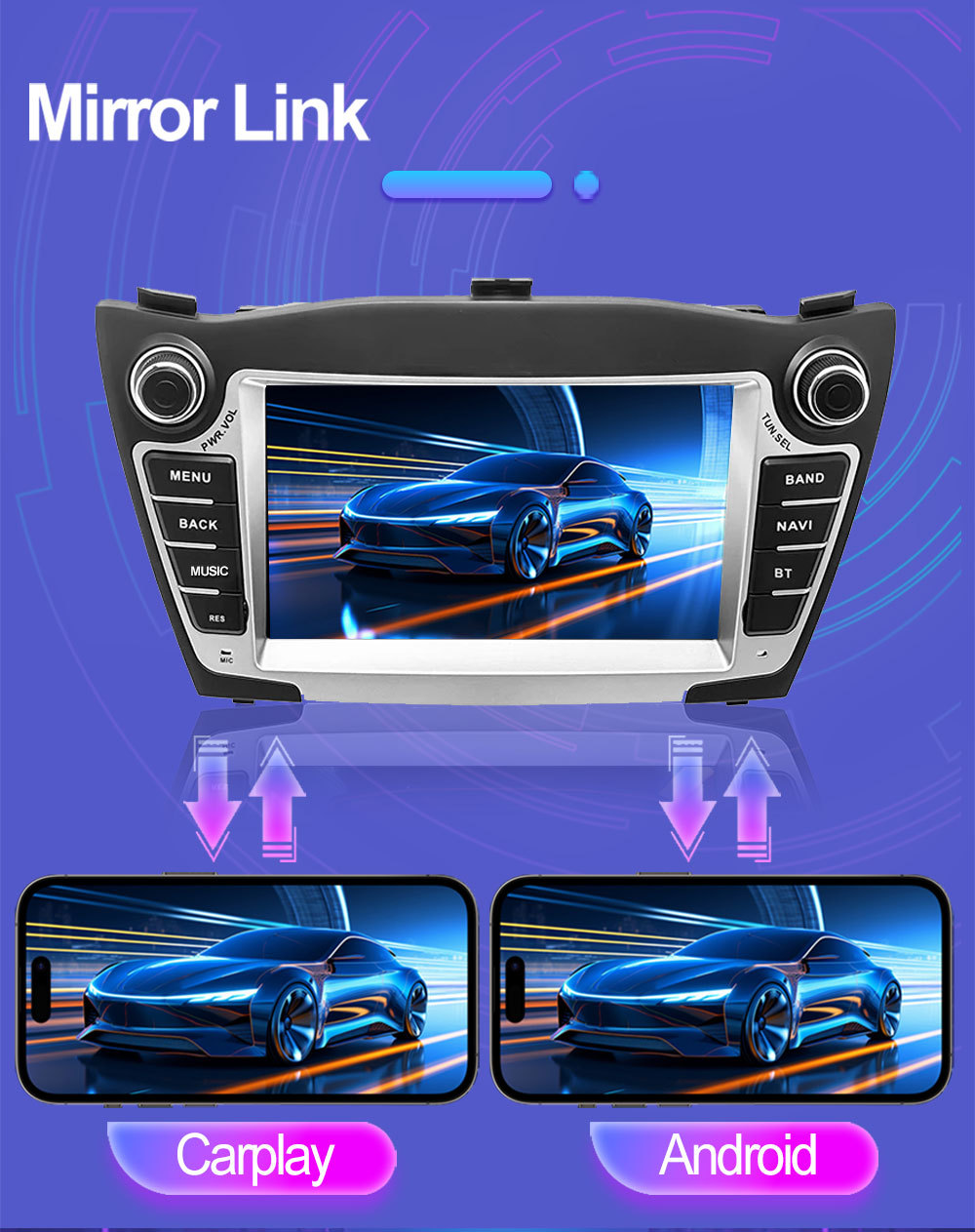Suitable for 7inch Hyundai Ix35 Android Car Gps High-Definition Screen Mp5 Bluetooth Navigation All-In-One Device Carplay