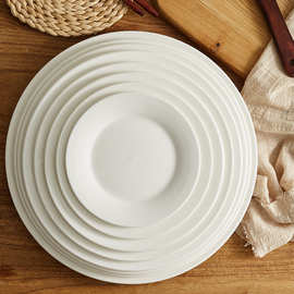 陶瓷盘子白色加厚可印制logo圆形平盘浅盘西餐牛排Ceramic plates