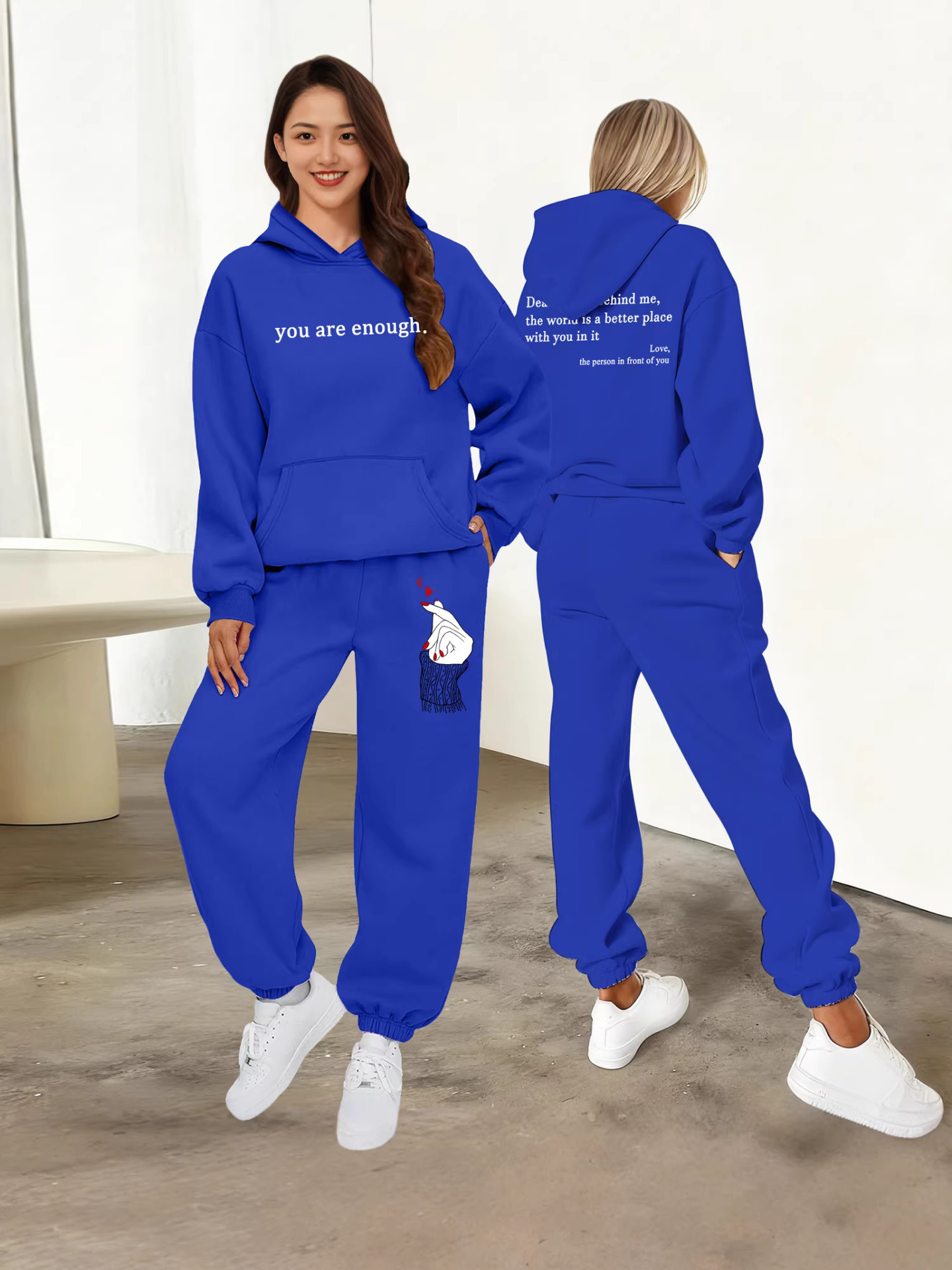 European And American Style Sporty Casual Hooded Sweatshirt Set for Women Long Sleeved Quarter Length Fashion New 2026_ecoleips.com