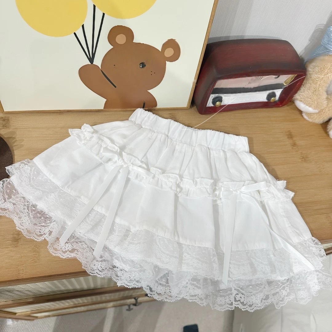 Falda de pastel de algodón fino para niñas 2025 verano nuevo estilo de encaje para niños falda de hadas falda linda para bebés