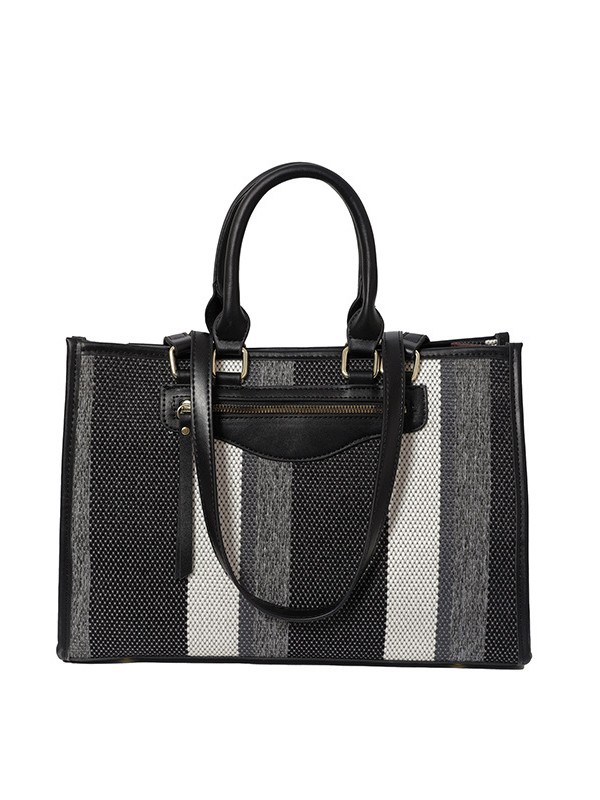 Cross-border color contrastante estriado bolso de mano casual para mujeres 2024 Amazon nueva moda de gran capacidad mochila de viaje