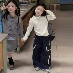 2025秋款翻领针织毛衫潮流女童套装-66192