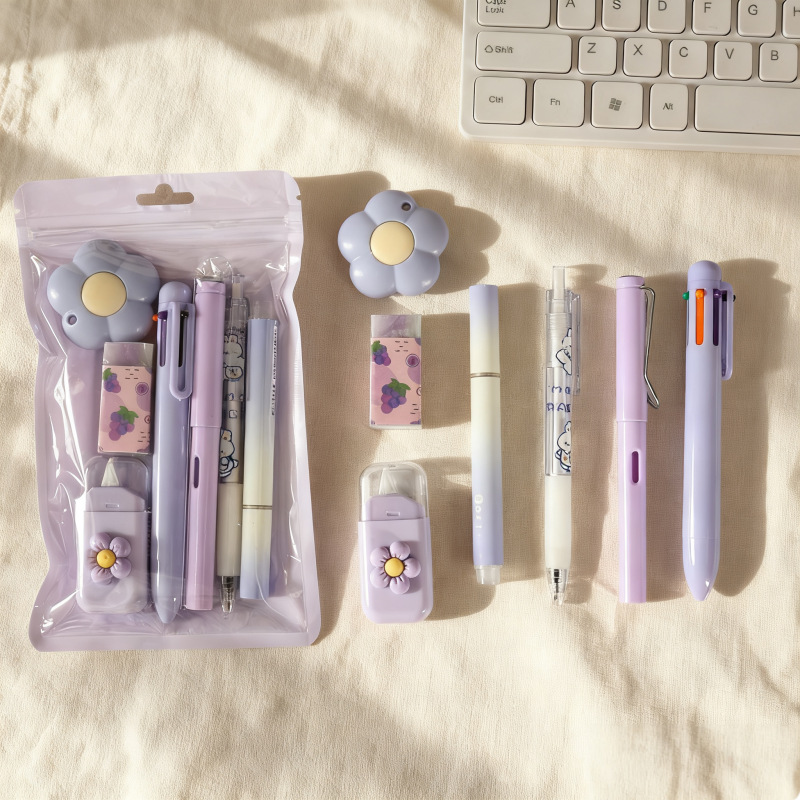 Kit de Papelería Escolar Set de 7 Piezas para Regalo y Regreso a Clases