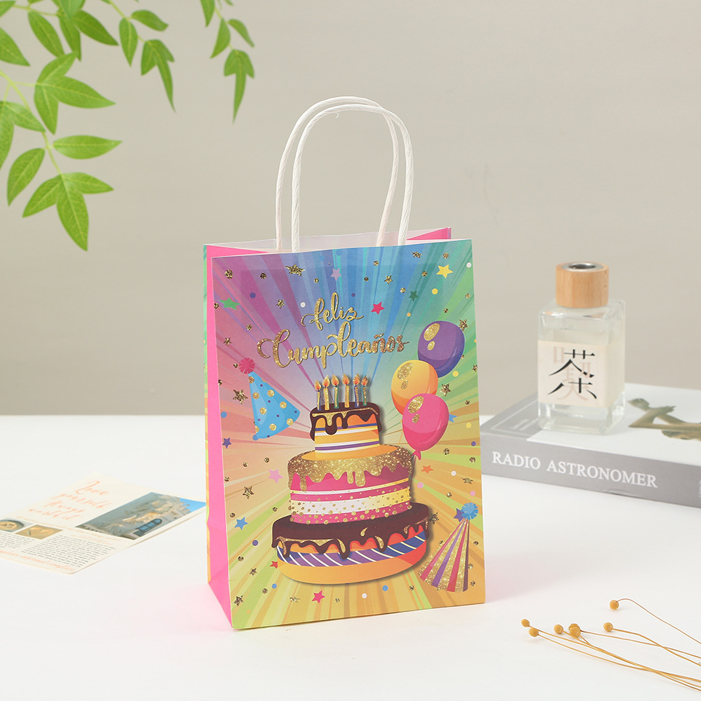 Bolsas de regalo de fiesta de cumpleaños bolsas de compras impresas bolsas de papel kraft bolsas de globo al por mayor bolsas de mano bolsas de compras