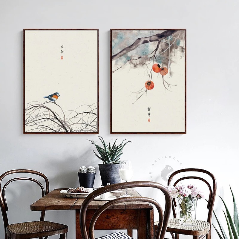 High definition garden Four Seasons beauty Hotel Villa Model Room gallery corridor decoration hanging painting background wall spray painting