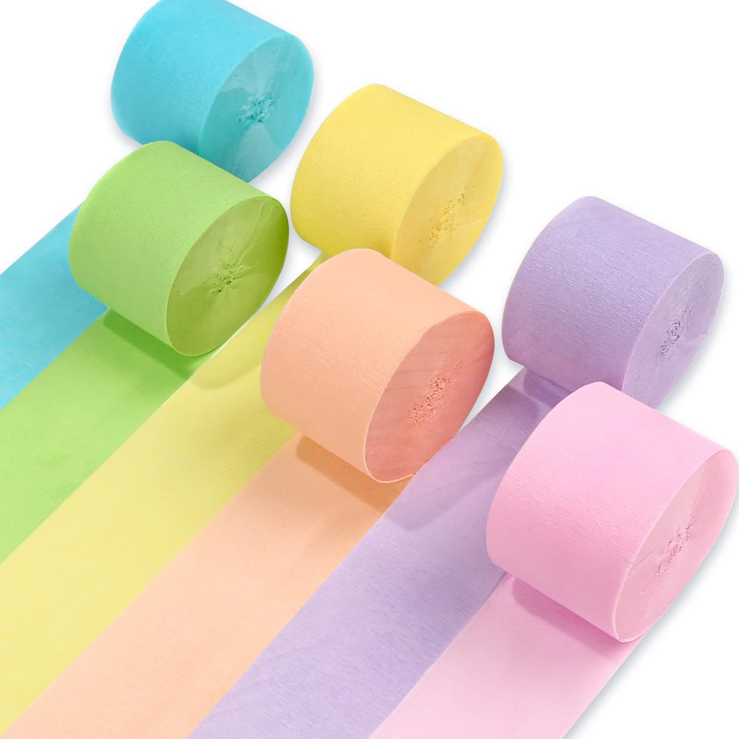 Cross-Border 6 Pieces of Colorfulful Crepe Paper Rolls for Holiday Parties, Wedding Party Supplies, Long Pleated Paper Venue Layout