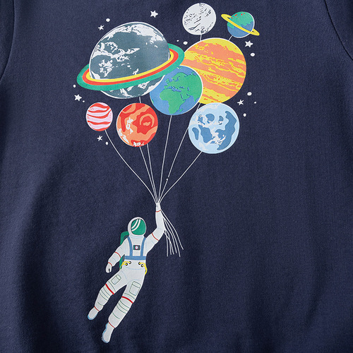 Cross-border children's clothing from Europe and America, dropshipping one piece, autumn boys' hoodie, all-cotton space pattern children's set, wholesale