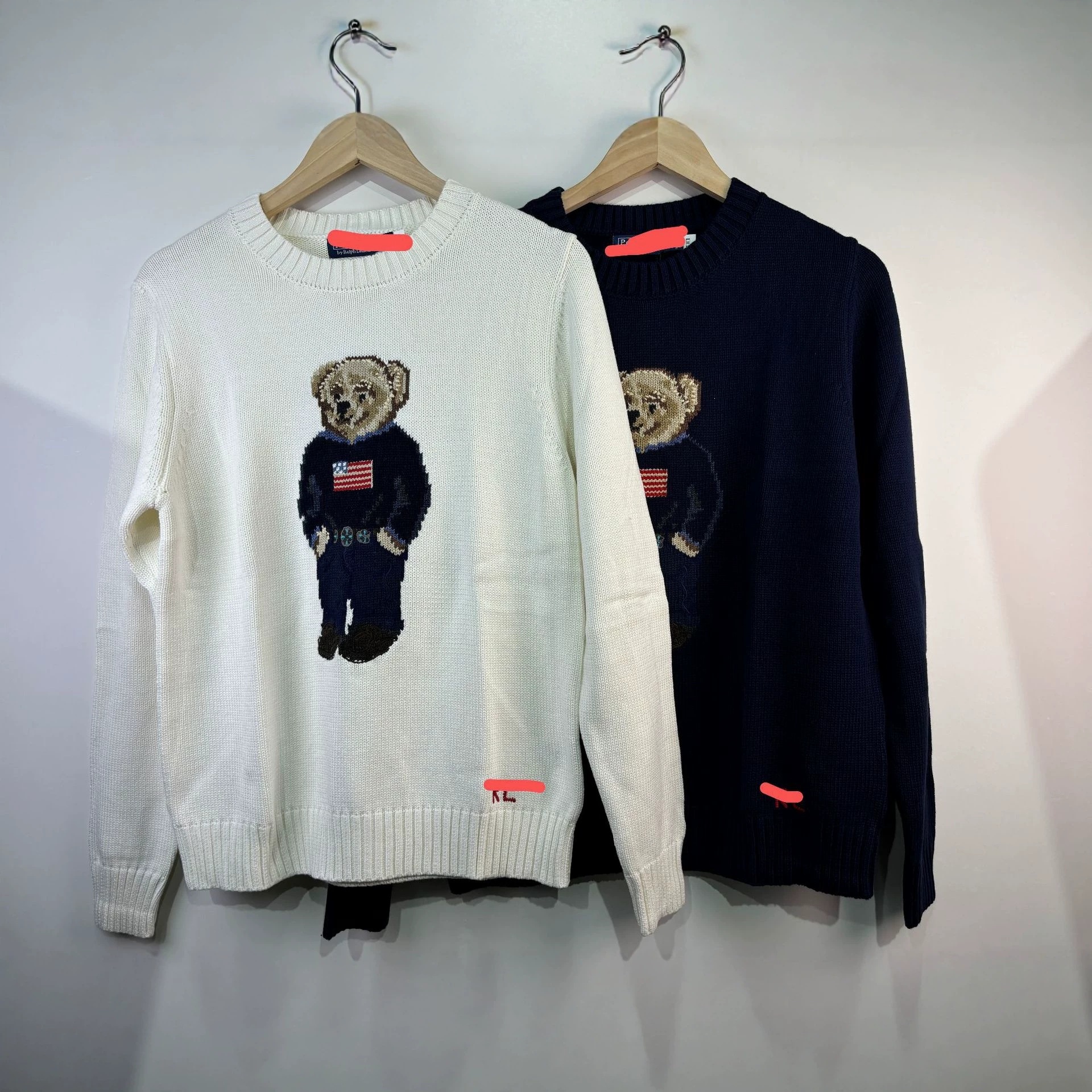 Quality demi-season cotton knitted long-sleeve with a round collar