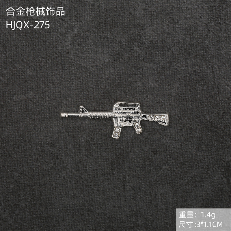 Transfronterizo exclusivo tridimensional retro manicura pistola joyería punk estilo diamante incrustado arma modelo decoración de uñas