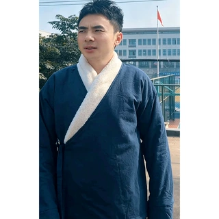 S100男女中国风夹棉毛领秋冬汉服汉家儿女大码加厚保暖外套棉衣潮