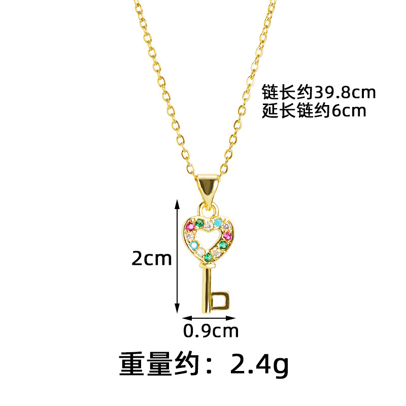 Collar de oro de arena vietnamita transfronterizo, juego de pendientes con llave de amor de diamantes de lujo ligero, joyería de cobre chapada en oro para mujer