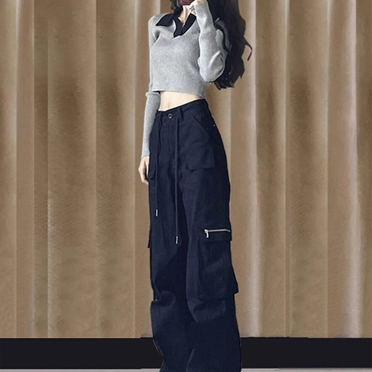 2024 가을과 겨울 2024 새로운 봄과 가을 짧은 캐주얼 바지 트렌디 한 어린이를위한 미국식 힙합 하이 스트리트 바지