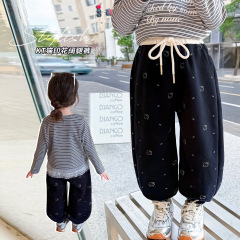 女童卡通卫裤秋季2025新款洋气时髦儿童女宝宝春秋款休闲长裤子潮
