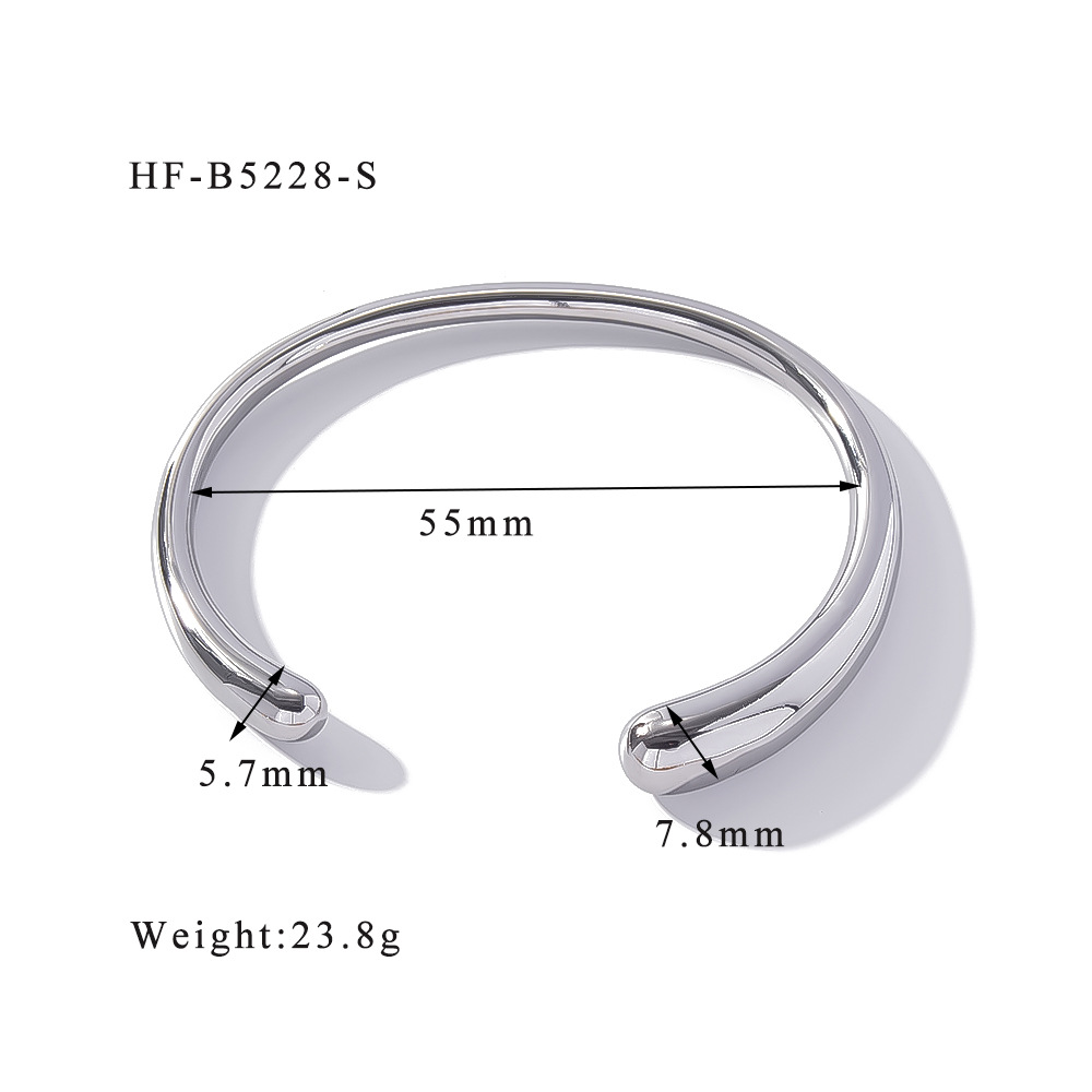 Europa y América INS simple y versátil acero de titanio minimalista simple gota de agua brillante brazalete abierto de 18K no se desvanece