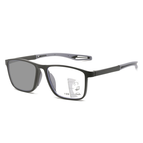Intelligent zoom far and near dual-use sports non-slip anti-blue light reading glasses flat mirror color-changing multi-focus reading glasses