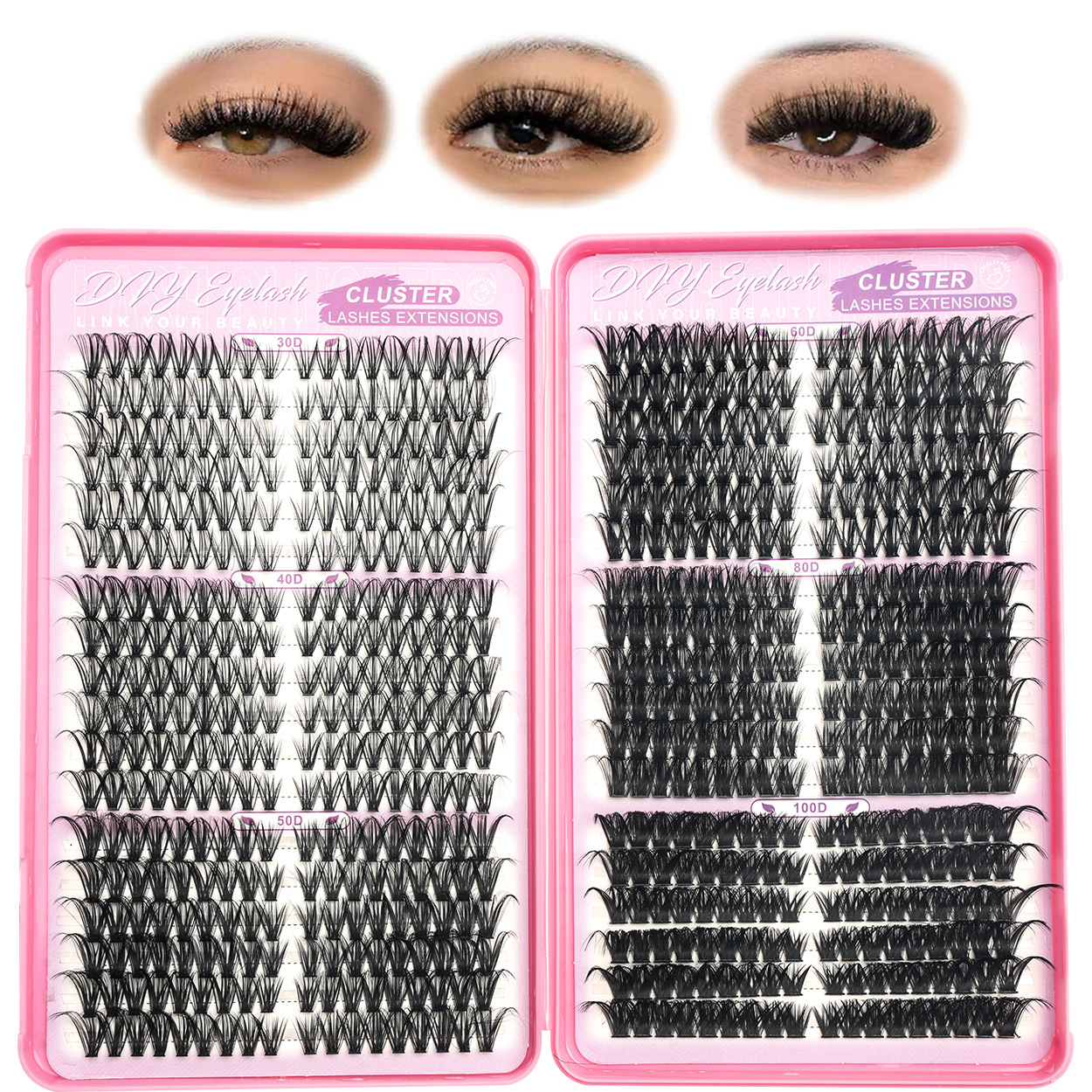 36 filas de 648 pestañas falsas 30D - 100D transfronterizas DIY Europa y América Amazon venta caliente conjunto de cabello segmentado gradiente