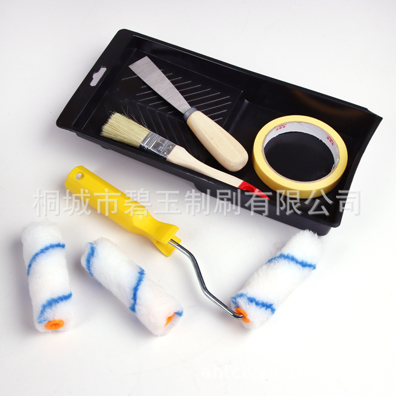工厂批发 4寸托盘套装 油漆刷毛套替换清洁油灰刀美纹纸等配件