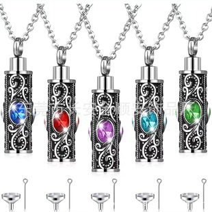 Cross-Border E-Commerce New Inlaid Pendant, Fashionable and Versatile Round Polka Dot Necklace, Birthstone Ashes Pendant