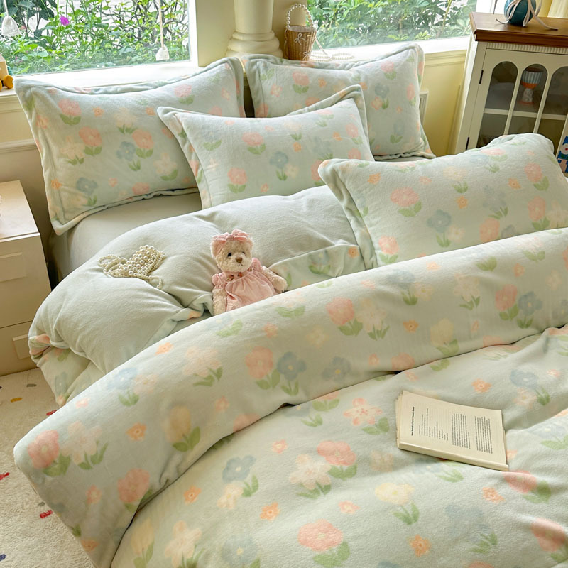 Invierno flor de leche de invierno cubierta de edredón 150x200 invierno flange coral cubierta de edredón individual más edredón