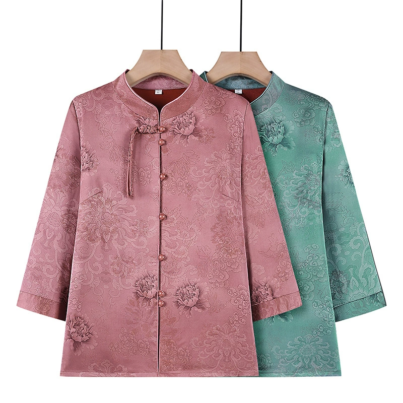 Пожилая одежда бабуля весна 2025 новый 6070 лет мама летняя одежда старуха тонкая рубашка