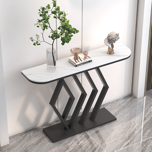 Console Table, Entrance Wall-Mounted Console Cabinet, Simple Hotel Long Console Table, Semi-Circular Decorative End Table, Metal Small Table