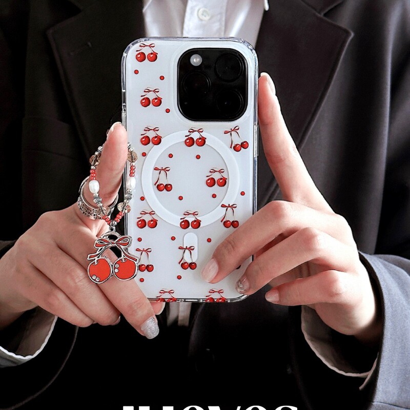 JUEVES 木曜日ハートブレイクチェリー磁気電話ケース iphone15 apple 15promax シリコーン 14prom|undefined