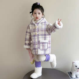 女童外套秋冬款2025新款洋气宝宝冬季毛呢子大衣儿童冬装外套时髦