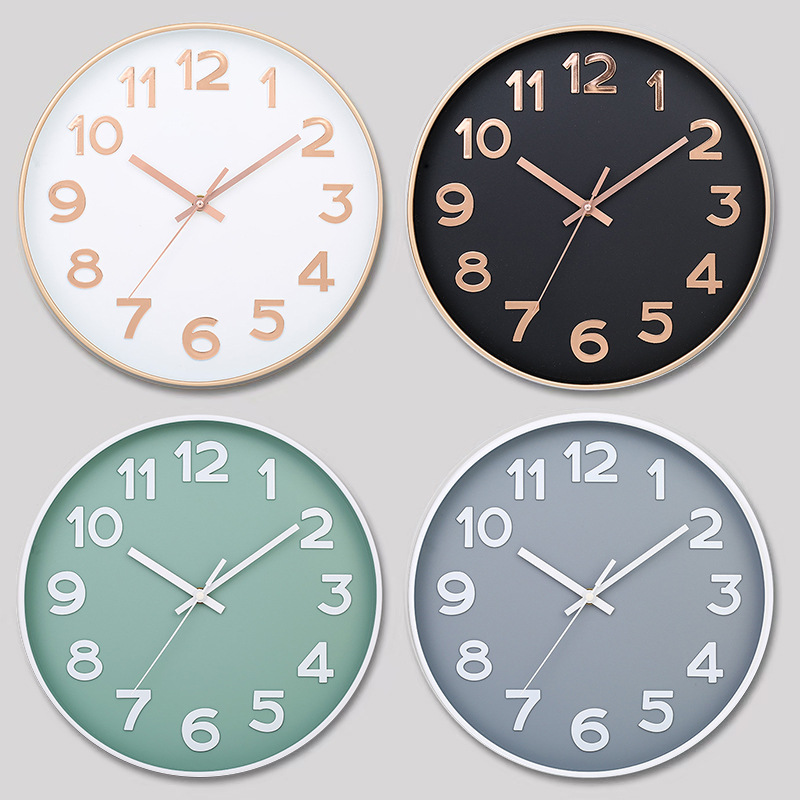 12 inch 30CM silent wall clock creative fashion home living room stereo digital simple clock wall clock