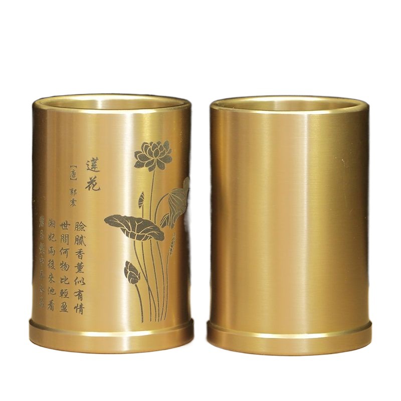 모든 구리 황동 스몰 사이즈 순수 구리 대나무 펜 홀더 연구 데스크탑 거실 선물 사무용품 장식 진자