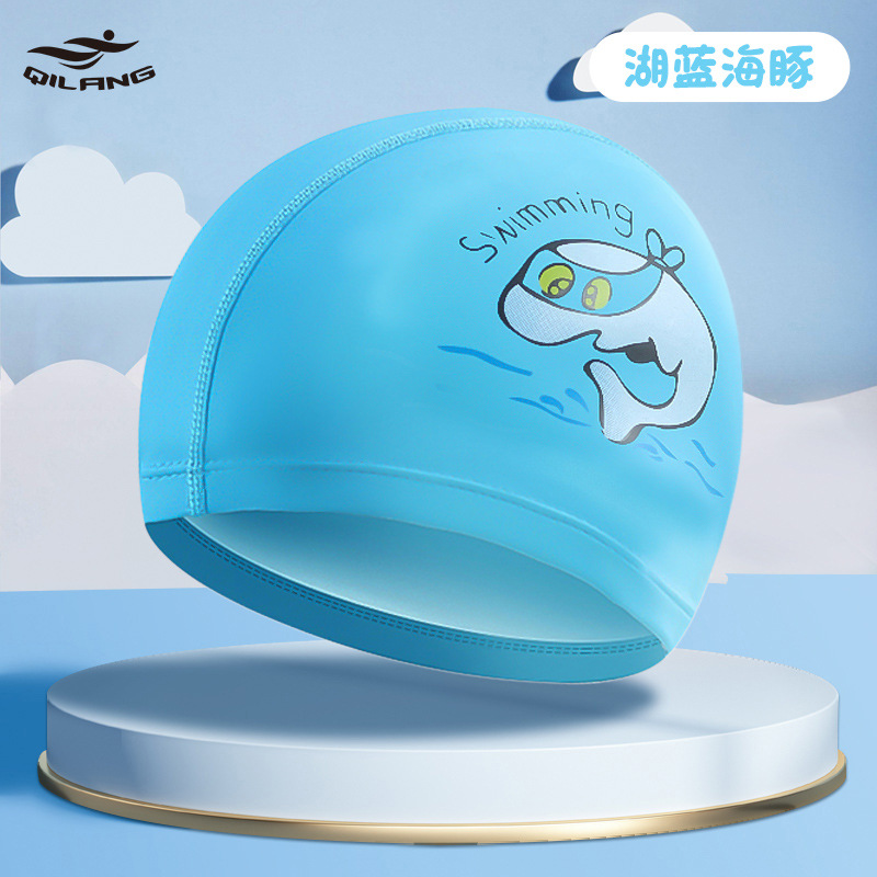Gorro de natación para niños Revestimiento de PU de dibujos animados lindo niños y niñas impermeable protección para los oídos impresión logo gorra de natación ventas directas de la fábrica