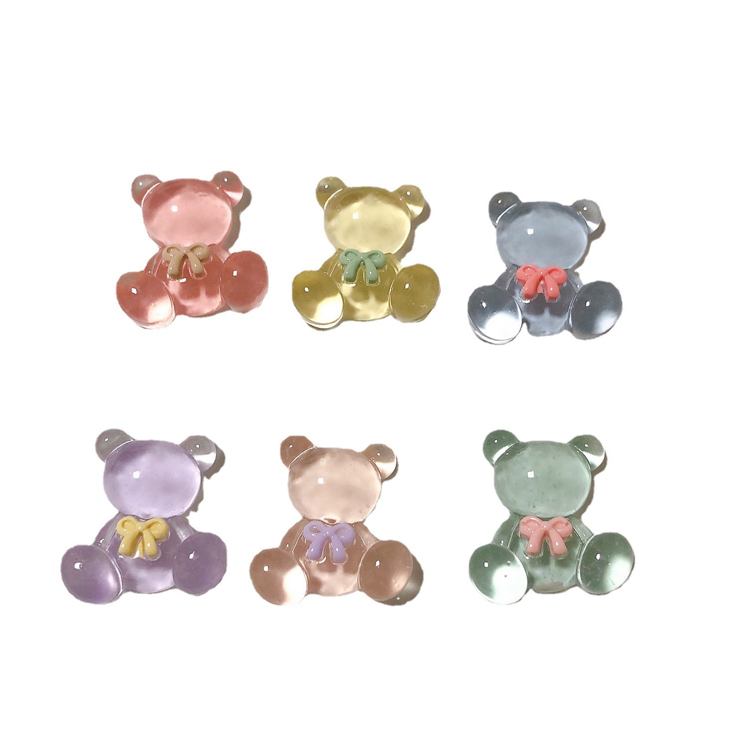 Hielo transparente resina oso accesorios venta al por mayor DIY teléfono móvil Shell crema pegamento horquilla taza de agua material decorativo oso transparente